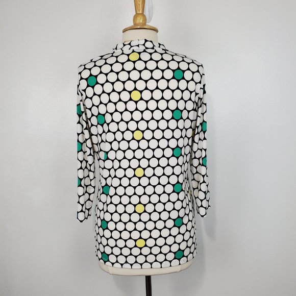 Worthington Split Neck Stretchy Circle Polka Dot Pullover Top, Size L - Picture 6 of 11